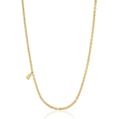 Colar curto banhado a ouro de 18 K sobre prata e argolas redondas Bold Bear