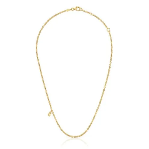 Colar curto banhado a ouro de 18 K sobre prata e argolas redondas Bold Bear
