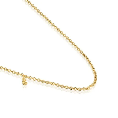Colar curto banhado a ouro de 18 K sobre prata e argolas redondas Bold Bear