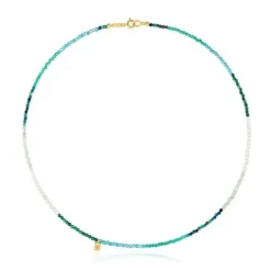 Colar curto banhado a ouro de 18 K sobre prata e turmalina Bold Bear