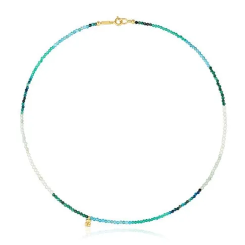Colar curto banhado a ouro de 18 K sobre prata e turmalina Bold Bear