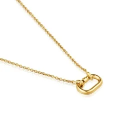 Colar curto banhado a ouro de 18 K sobre prata com argola Hold Oval