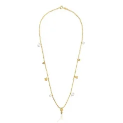 Colar curto banhado a ouro de 18 K sobre prata, pérolas cultivadas e motivos TOUS Grain