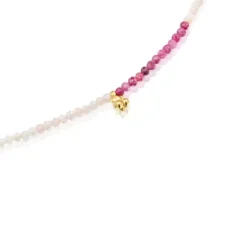 Colar curto banhado a ouro de 18 K sobre prata e turmalina Bold Bear