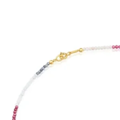Colar curto banhado a ouro de 18 K sobre prata e turmalina Bold Bear