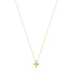 Colar curto cruz em ouro e diamantes Basics