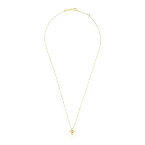 Colar curto cruz em ouro e diamantes Basics