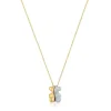 Colar curto duplo urso em ouro e ouro branco com diamantes Bold Bear