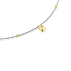 Colar curto em ouro e aço motivo urso Mesh Tube