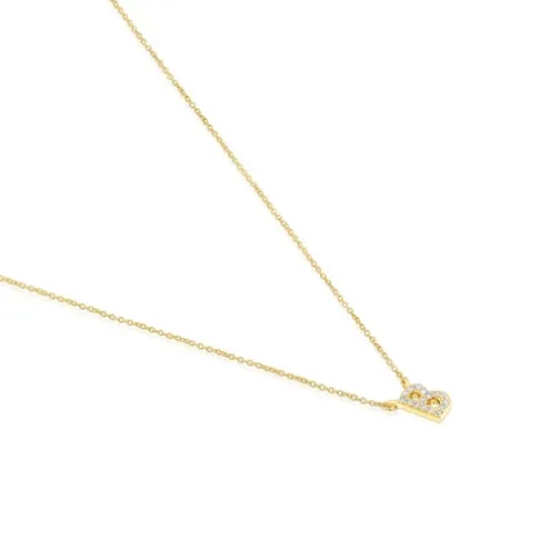 Colar curto em ouro e 0,05 ct de diamantes letra B Alphabet