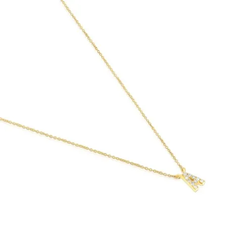 Colar curto em ouro e 0,05 ct de diamantes letra A Alphabet