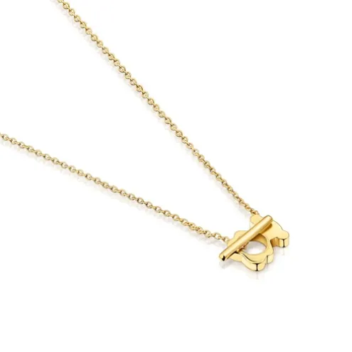Colar curto em ouro e urso I-Bear