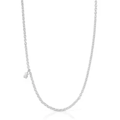 Colar curto em prata com argolas redondas Bold Bear