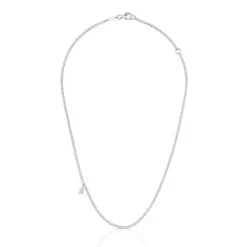 Colar curto em prata com argolas redondas Bold Bear
