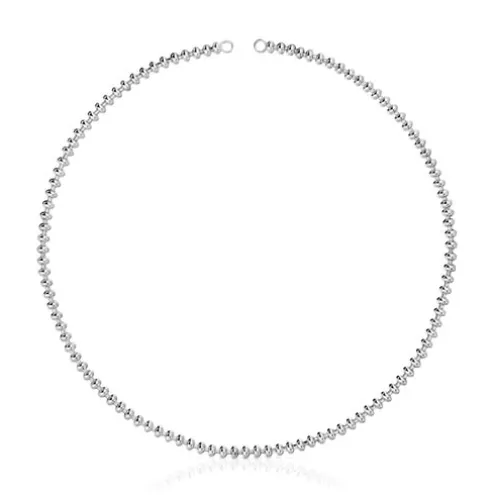 Colar curto em prata com motivos de bola 51,5 cm Hold Oval