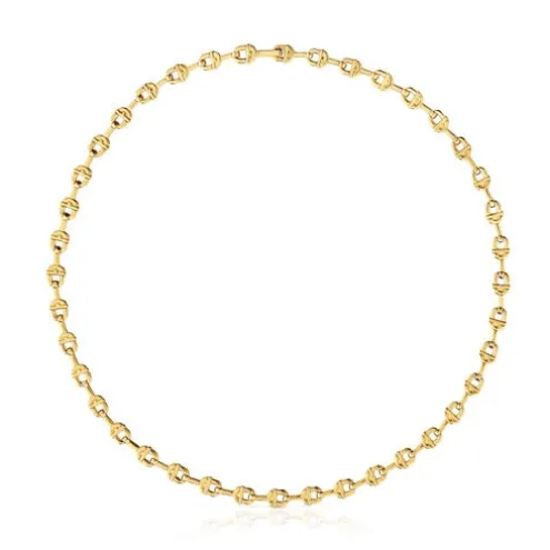 Colar curto logo banhado a ouro de 18 K sobre prata TOUS MANIFESTO