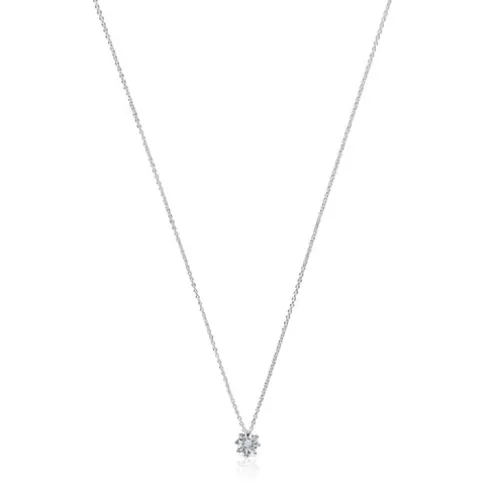 Colar curto rosácea em ouro branco e diamantes 0,10 ct Les Classiques