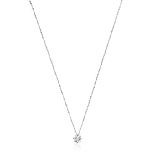 Colar curto rosácea em ouro branco e diamantes 0,15 ct Les Classiques
