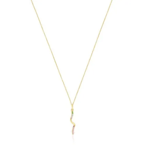 Colar em ouro com espiral de pedras preciosas TOUS St Tropez