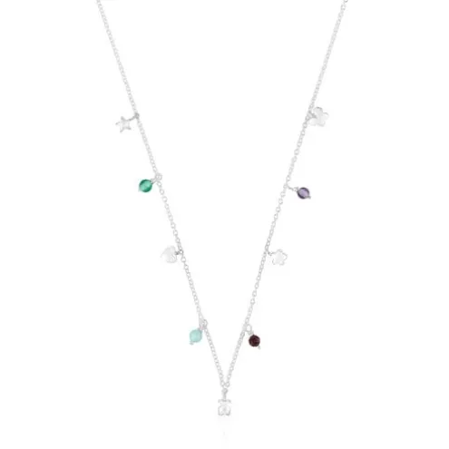 Colar em prata com pedras preciosas e motivos Bold Motif