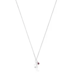 Colar em prata e rodolita flor Bold Motif