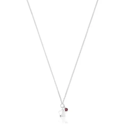 Colar em prata e rodolita flor Bold Motif