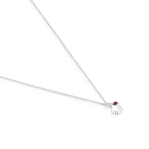 Colar em prata e rodolita flor Bold Motif