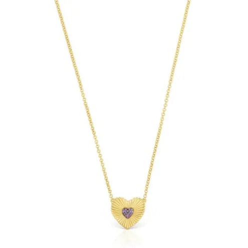 Colar em prata vermeil coração com rodolitas Iris Motif