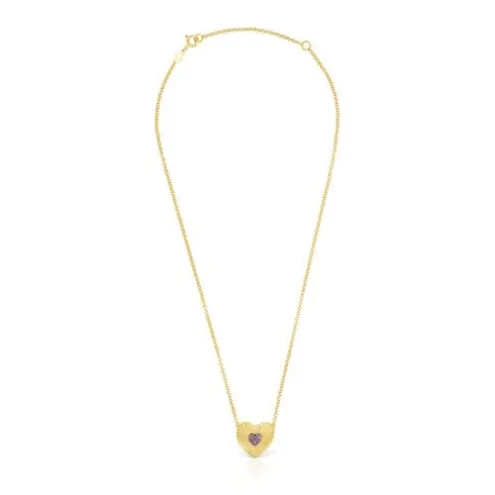 Colar em prata vermeil coração com rodolitas Iris Motif