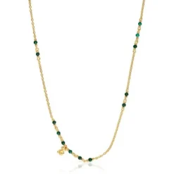 Colar em prata vermeil e malaquite Bold Bear