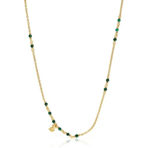 Colar em prata vermeil e malaquite Bold Bear