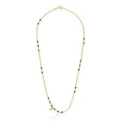 Colar em prata vermeil e malaquite Bold Bear