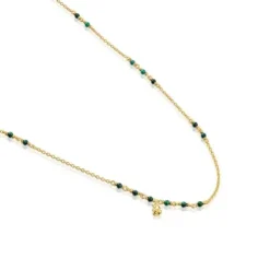 Colar em prata vermeil e malaquite Bold Bear