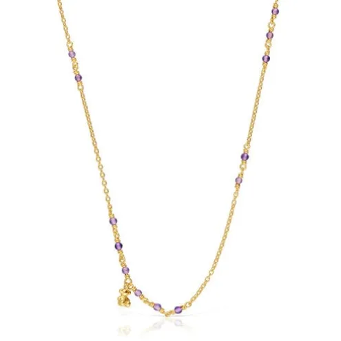Colar em prata vermeil e ametista Bold Bear