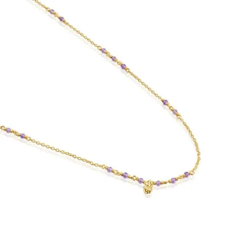 Colar em prata vermeil e ametista Bold Bear