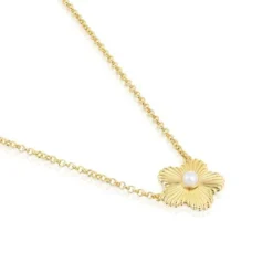 Colar em prata vermeil flor com pérola cultivada Iris Motif