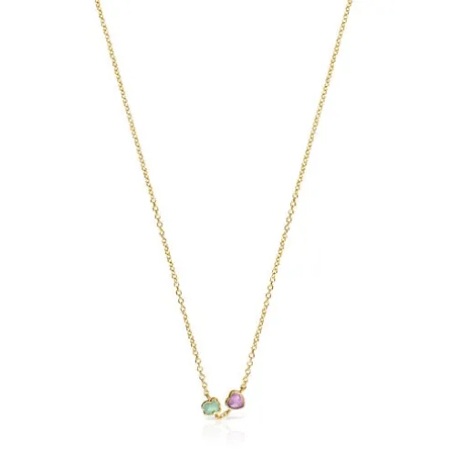 Colar Glory em Prata Vermeil com Amazonite e Ametista