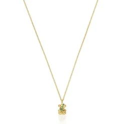 Colar médio urso com banho de ouro de 18 K sobre prata e cromodiópsido Lligat