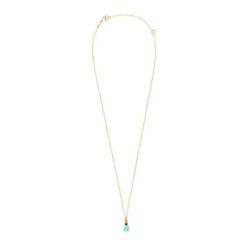 Colar Mini Ivette em Ouro com Amazonite e Rubi