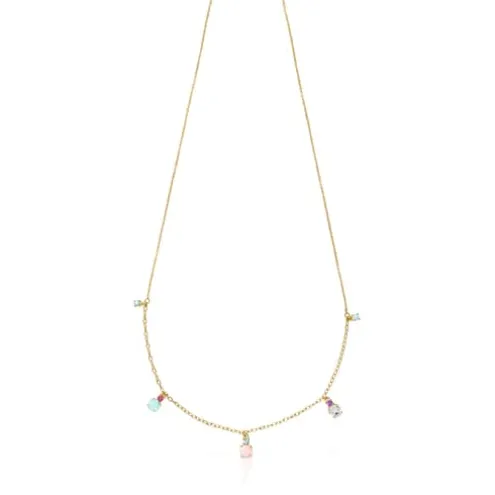 Colar Mini Ivette em Ouro com Pedras preciosas