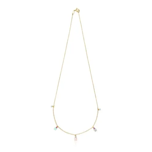 Colar Mini Ivette em Ouro com Pedras preciosas