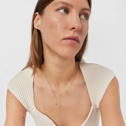 Colar Mini Ivette em Ouro com Pedras preciosas