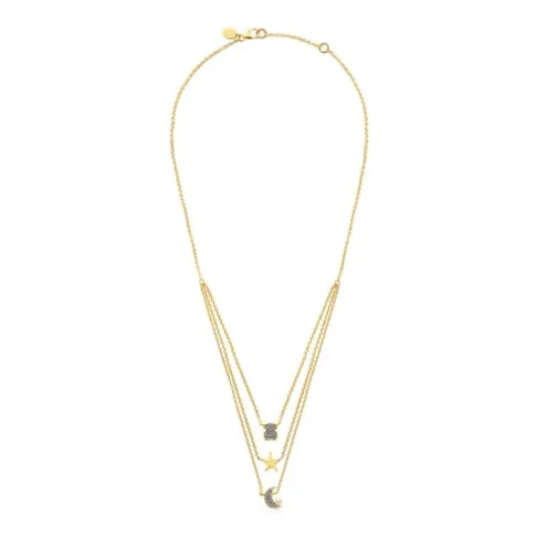 Colar Nocturne em Prata Vermeil, Diamantes e Pérola