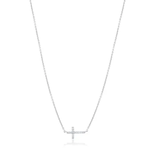 Colar TOUS Cruz em Ouro branco com Diamantes