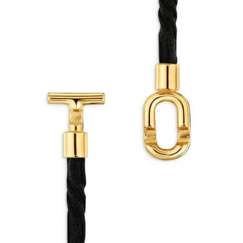 Colar/Bracelete elástico com banho de ouro de 18 K sobre prata e cordão preto TOUS MANIFESTO