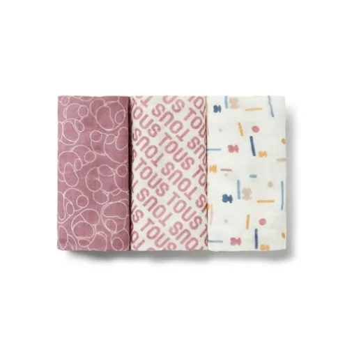 Conjunto de 3 mantilhas MMuse cor-de-rosa