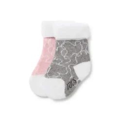 Conjunto de 2 pares de peúgas de bebé SSocks cor-de-rosa