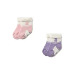 Conjunto de 2 pares de peúgas de bebé SSocks cor-de-rosa