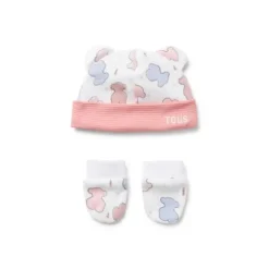 Conjunto de bebé de gorro e luvas Colors cor-de-rosa