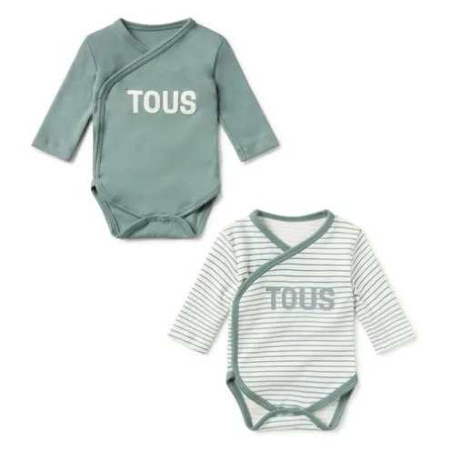 Conjunto de bodies de bebé cruzados Classic verde